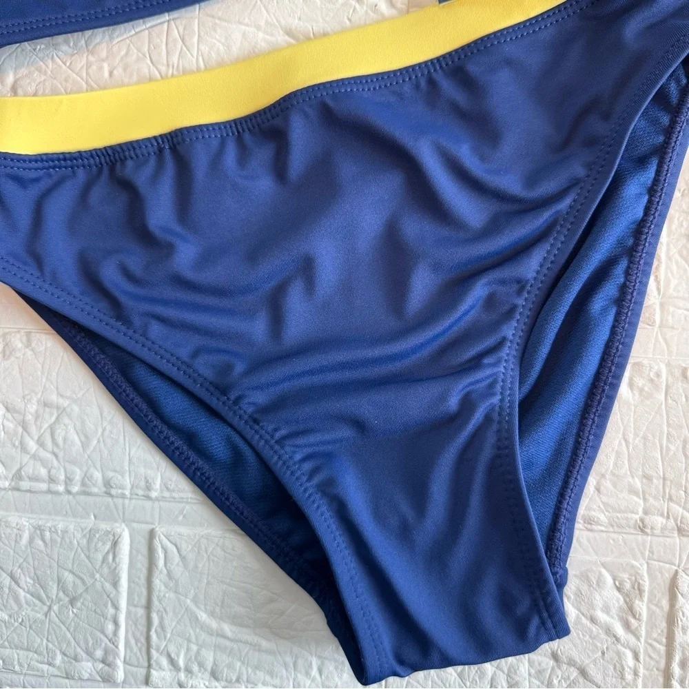 New Habitual Kids Blue, Red, and Yellow Two Piece Swimsuit Sz 12 Top 10 Bottoms